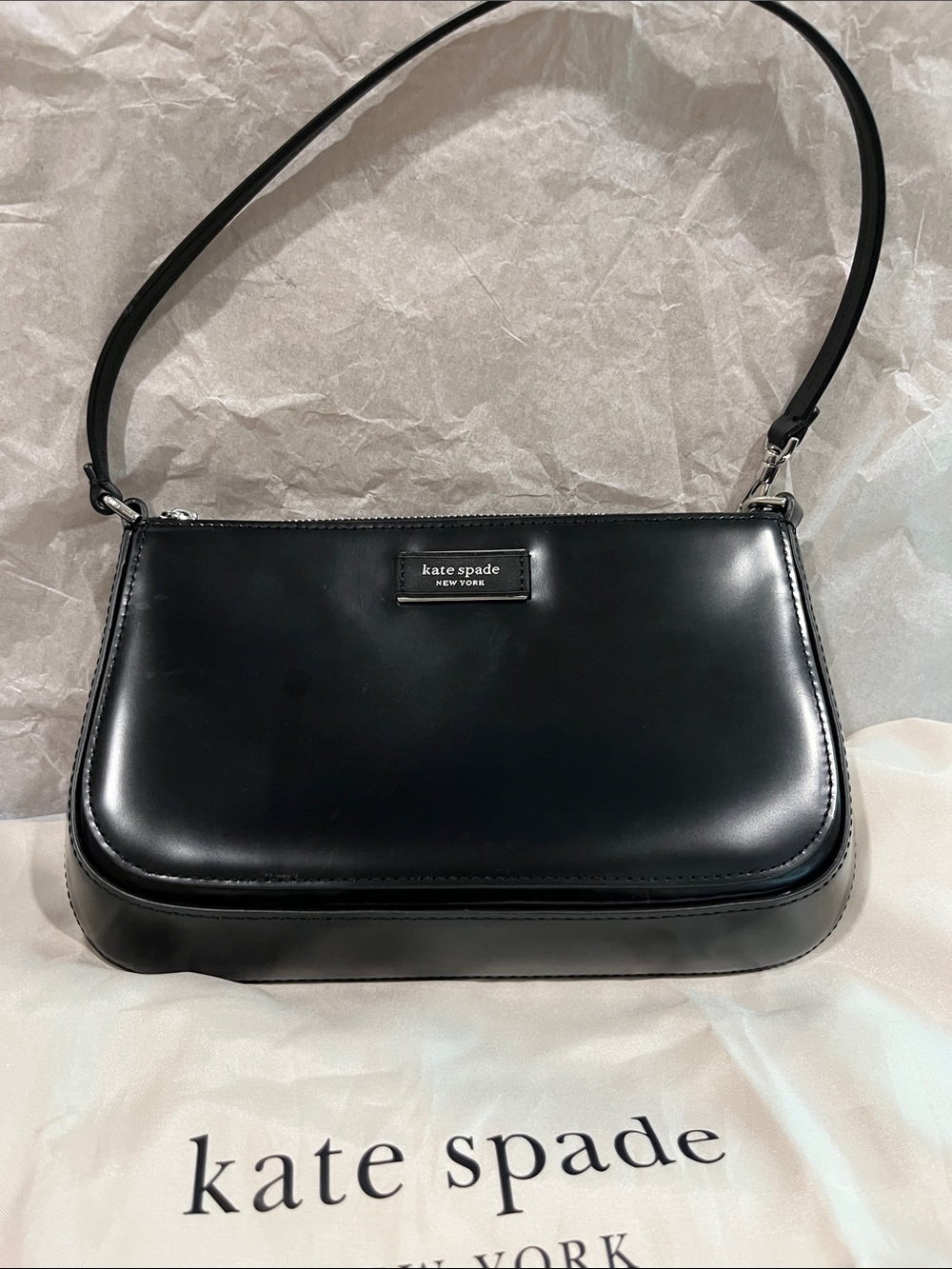 kate spade Black Shiny Leather Shoulder Bag